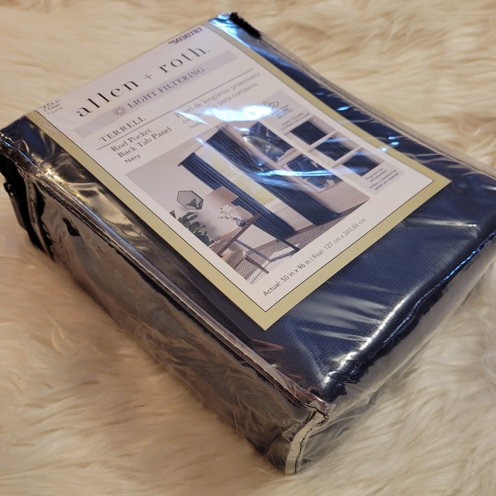 Allen + Roth Terrell Light Filtering Curtain Panel 96" - navy - Picture 9 of 10